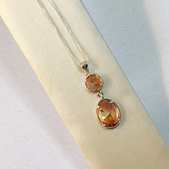 Silver Unlimited Pendant Necklace Faceted Double Gem Sterling 925 Italy - Picture 9 of 14